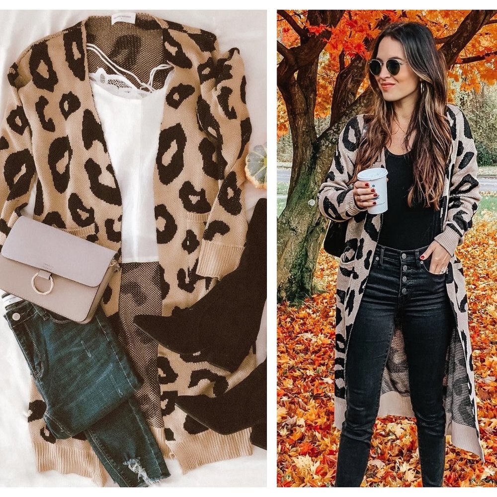 GOODNIGHT MACAROON Reilly Leopard Print Cardigan